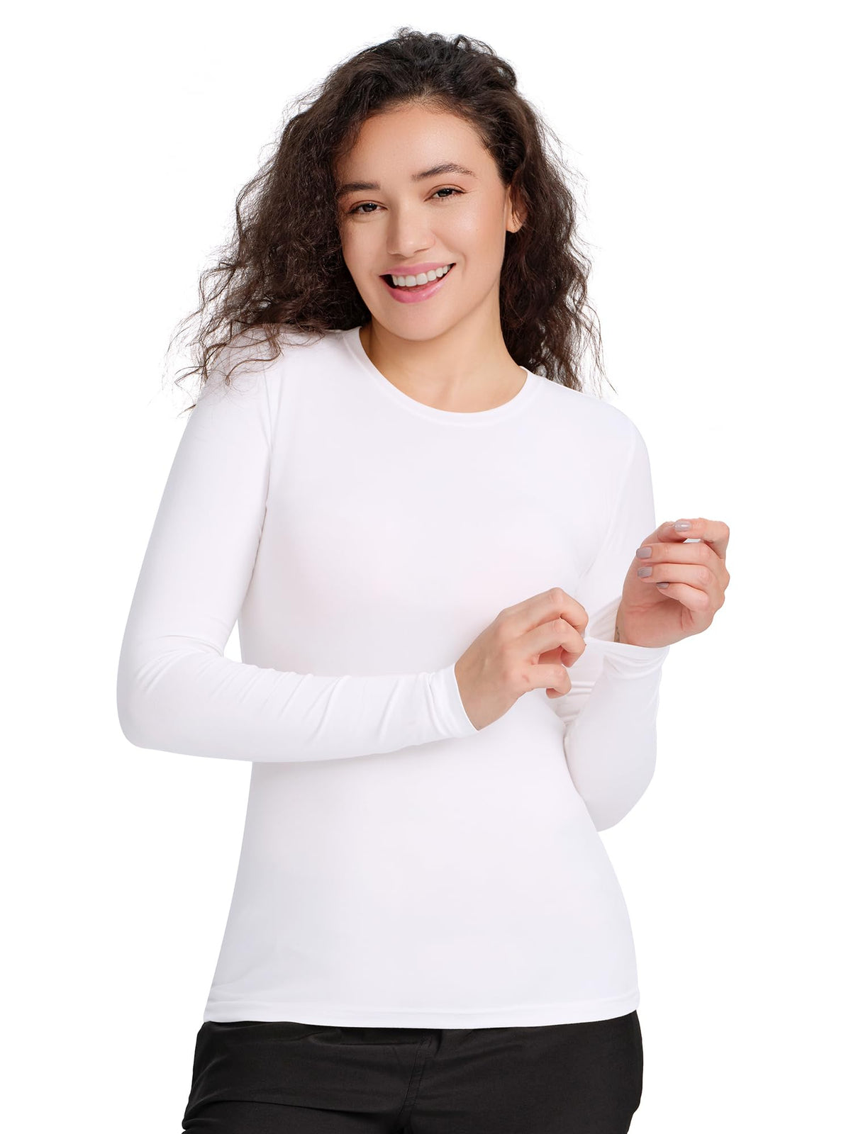 CSDD03 Women's 2-Pack Long-Sleeve Underscrub Top — Black/White — 4
