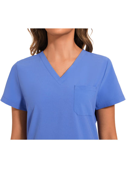 Luna V-Neck Scrub Top — Ceil Blue — 4
