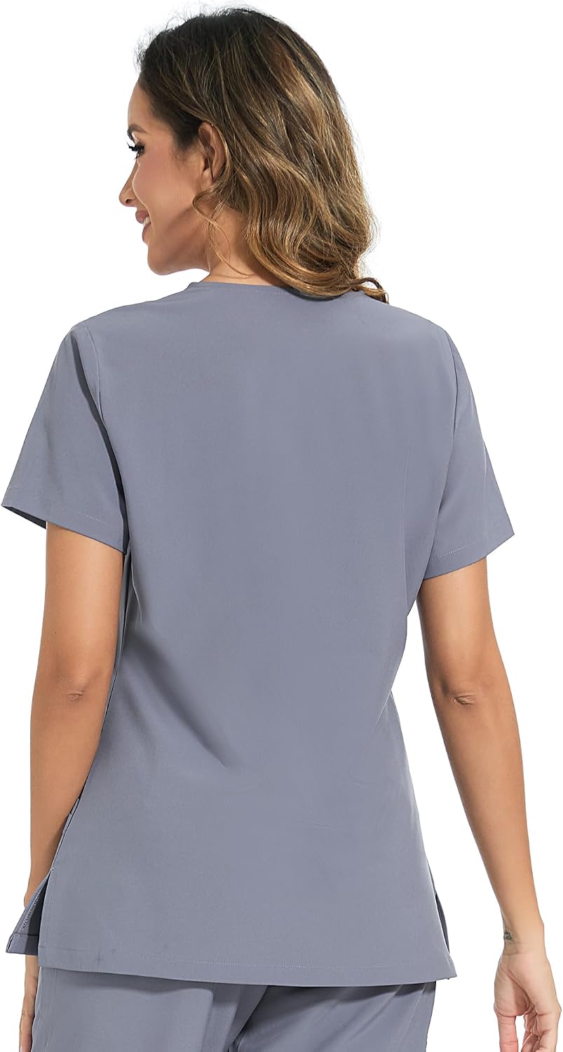 Luna V-Neck Scrub Top — Grey — 3