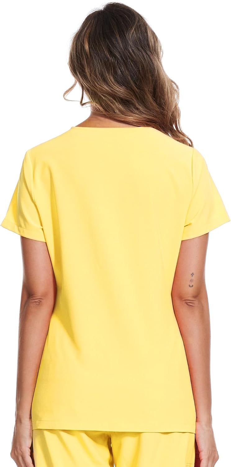 Luna V-Neck Scrub Top — Lemon Yellow — 3