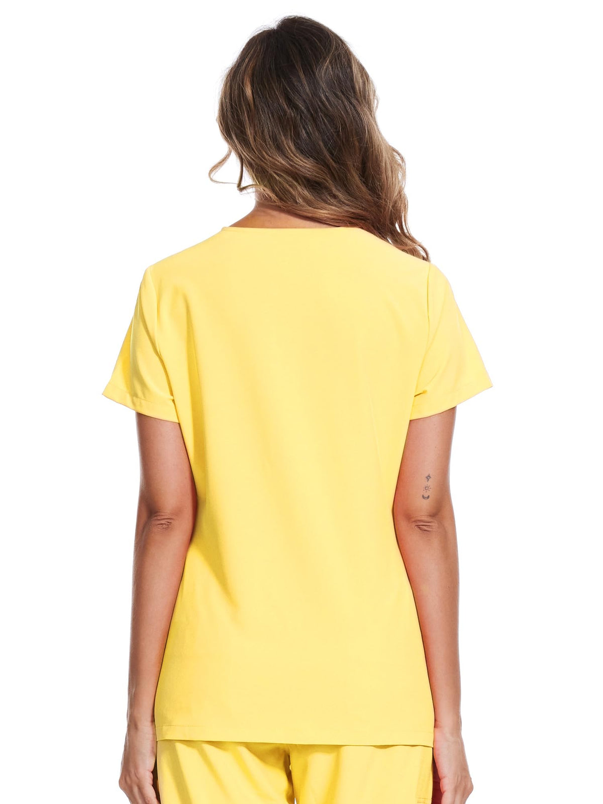 Luna V-Neck Scrub Top — Lemon Yellow — 3