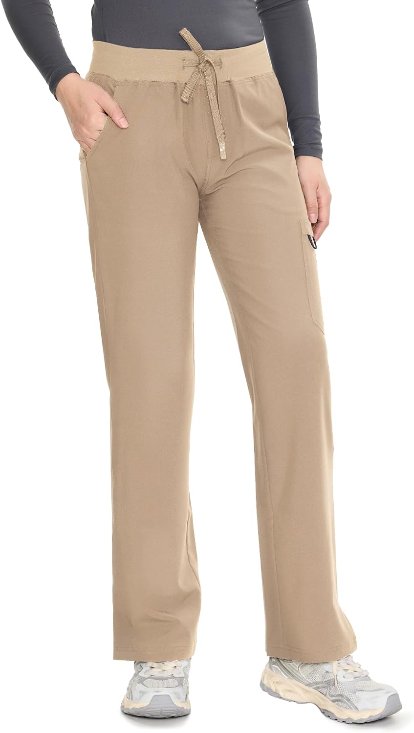 COZYFIT women's khaki straight-leg cargo scrub pants - image 7