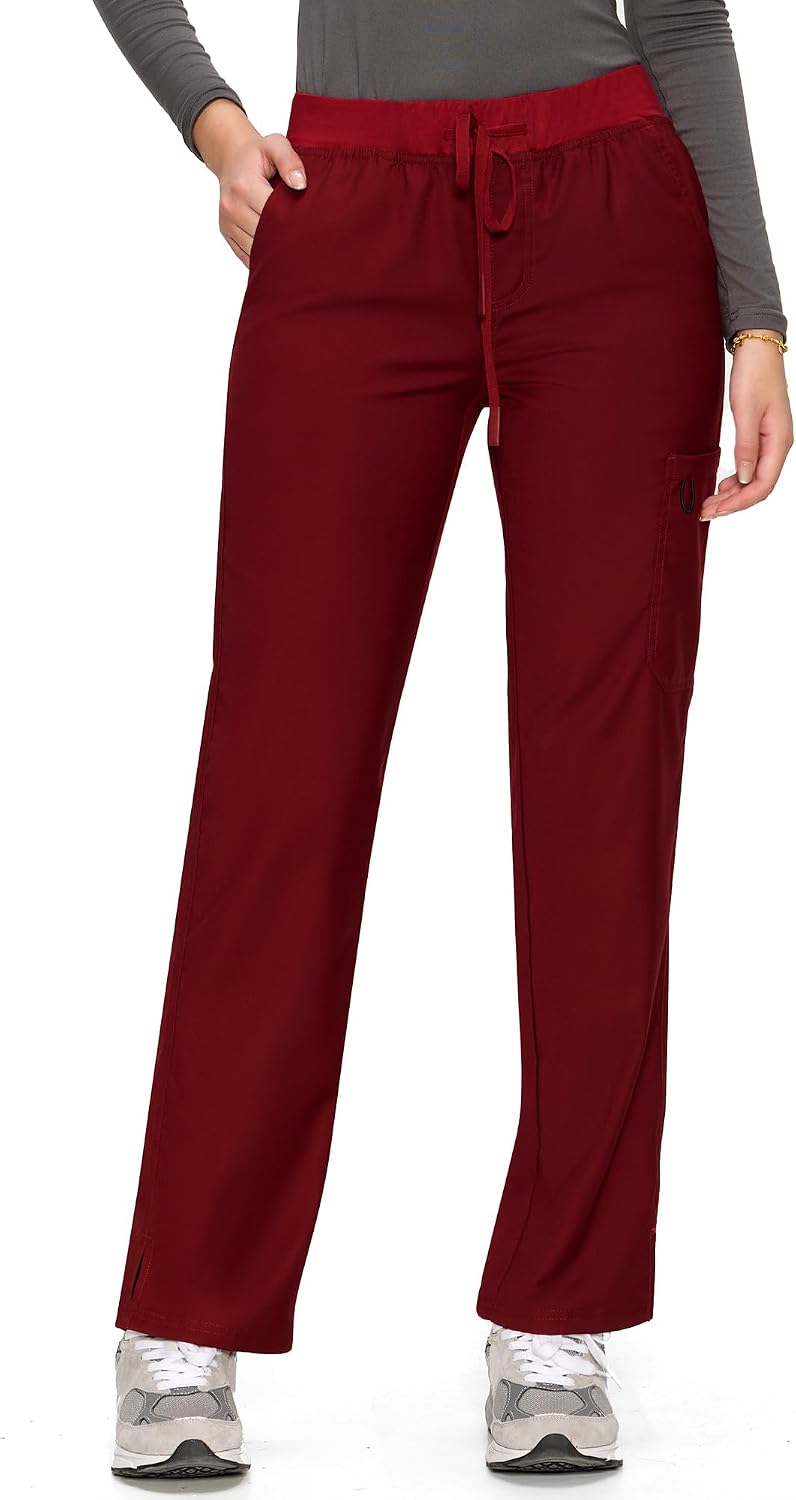 COZYFIT women's burgundy straight-leg cargo scrub pants - image 7