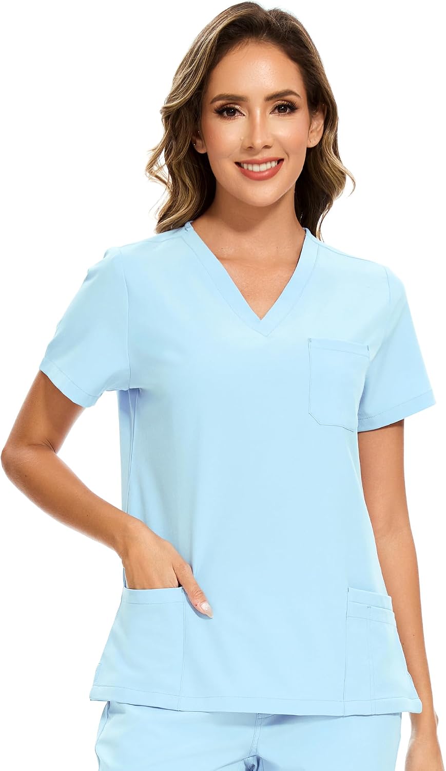 Luna V-Neck Scrub Top — Baby Blue — 2