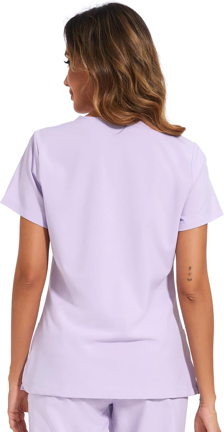 Luna V-Neck Scrub Top — Light Lilac Purple — 3