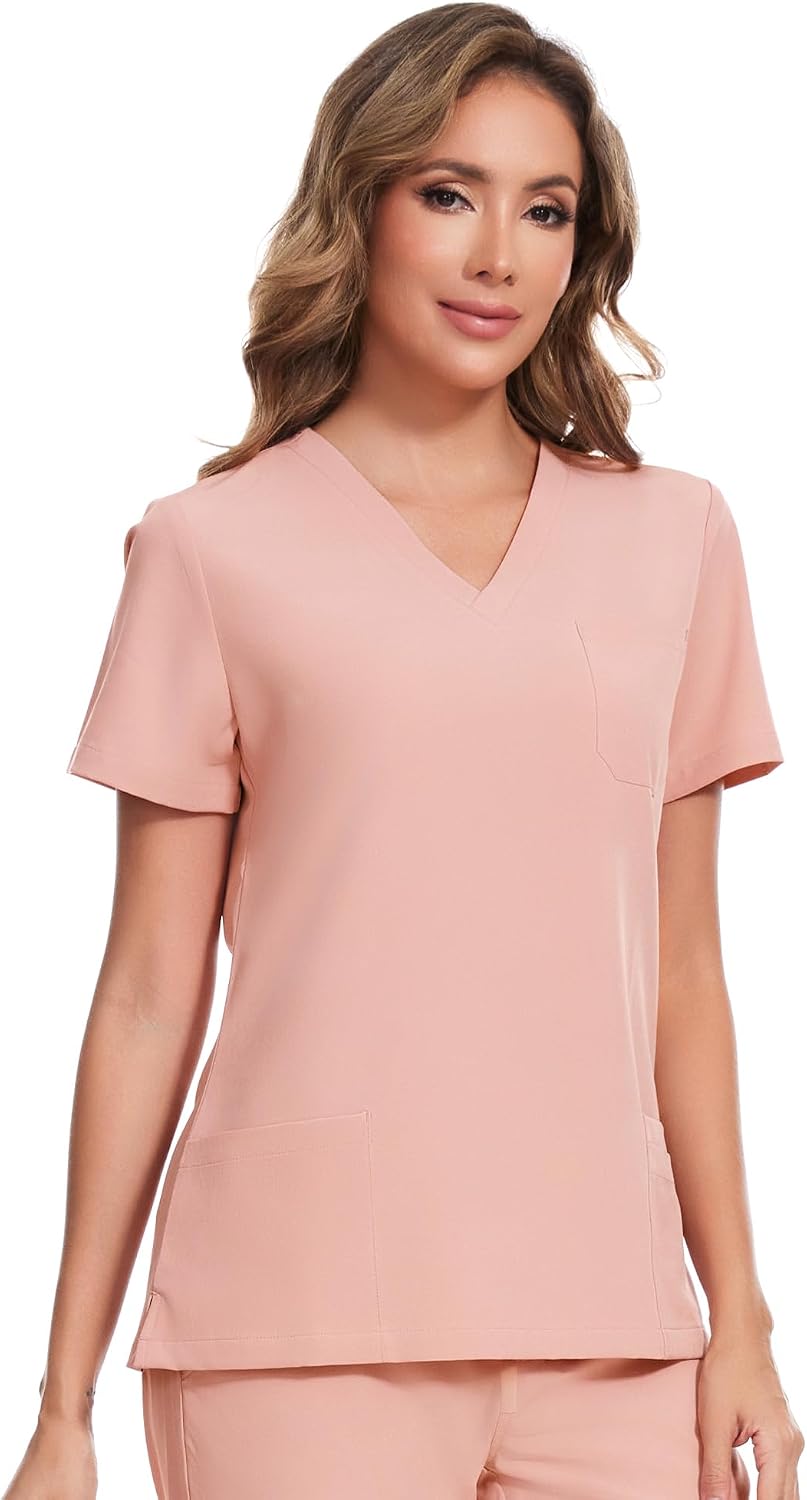 Luna V-Neck Scrub Top — Pink — 6