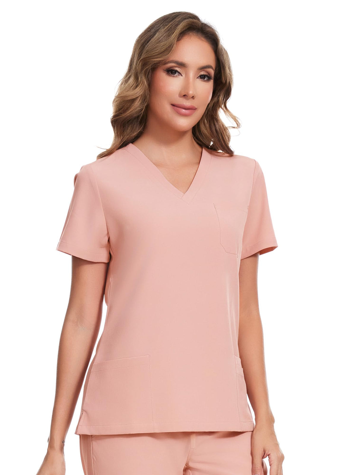 Luna V-Neck Scrub Top — Pink — 6