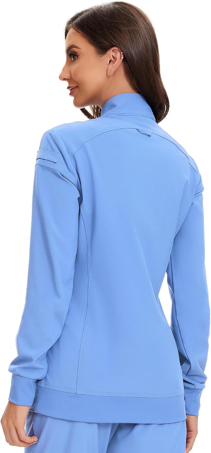 Juno Zip Front Scrub Jacket — True Ceil Blue — 2