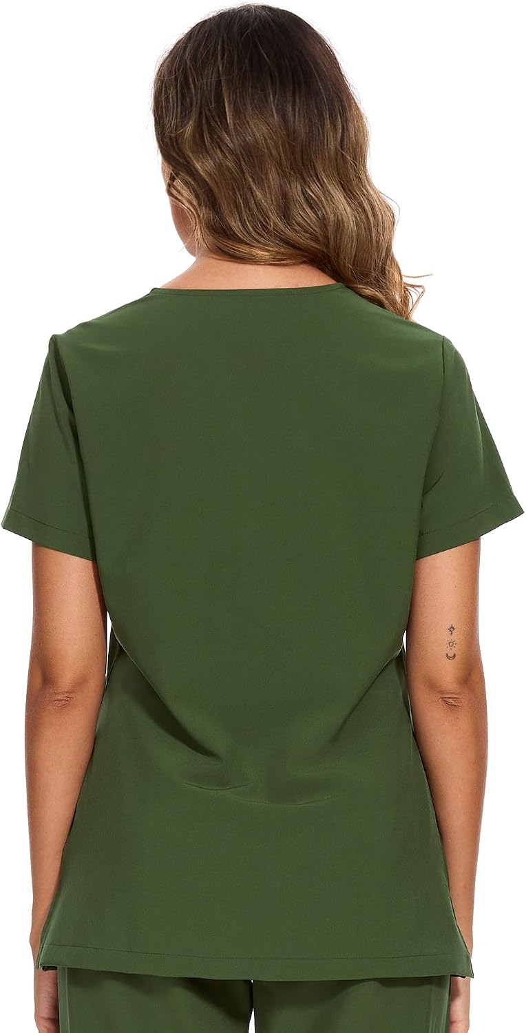 Luna V-Neck Scrub Top — Army Green — 3