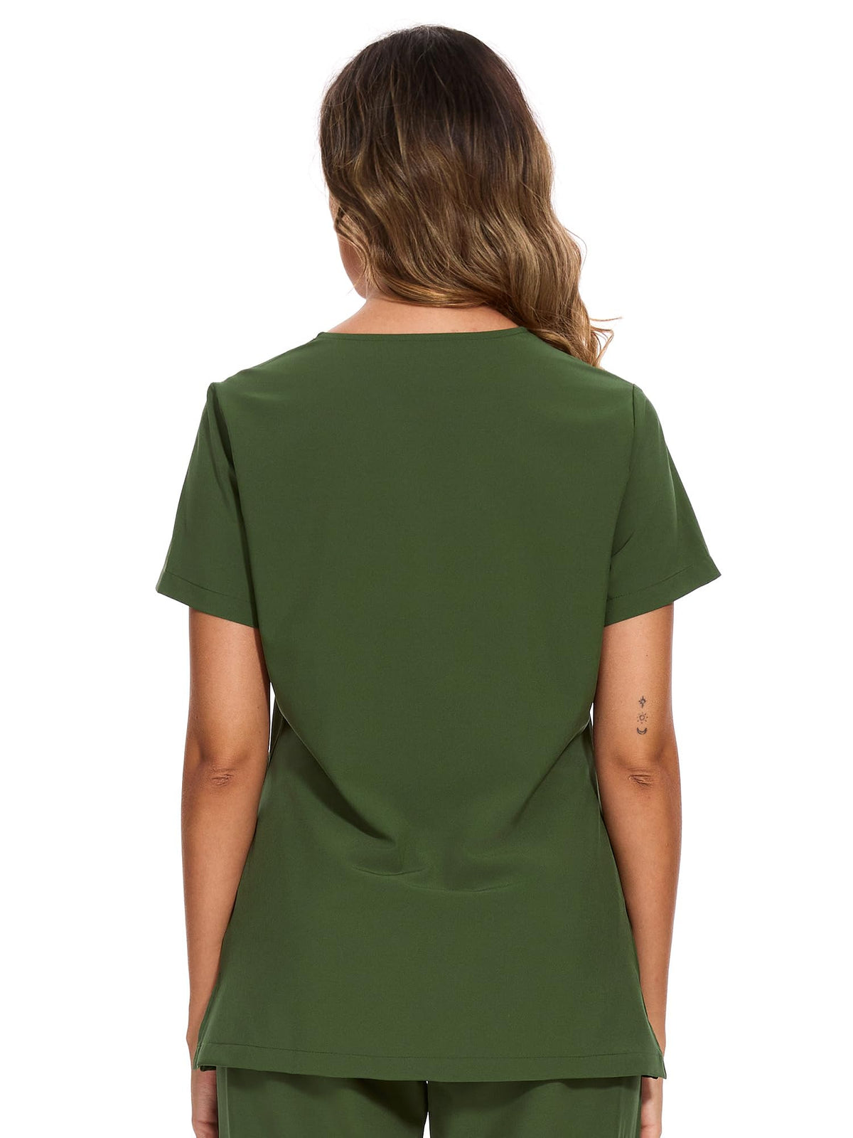 Luna V-Neck Scrub Top — Army Green — 3