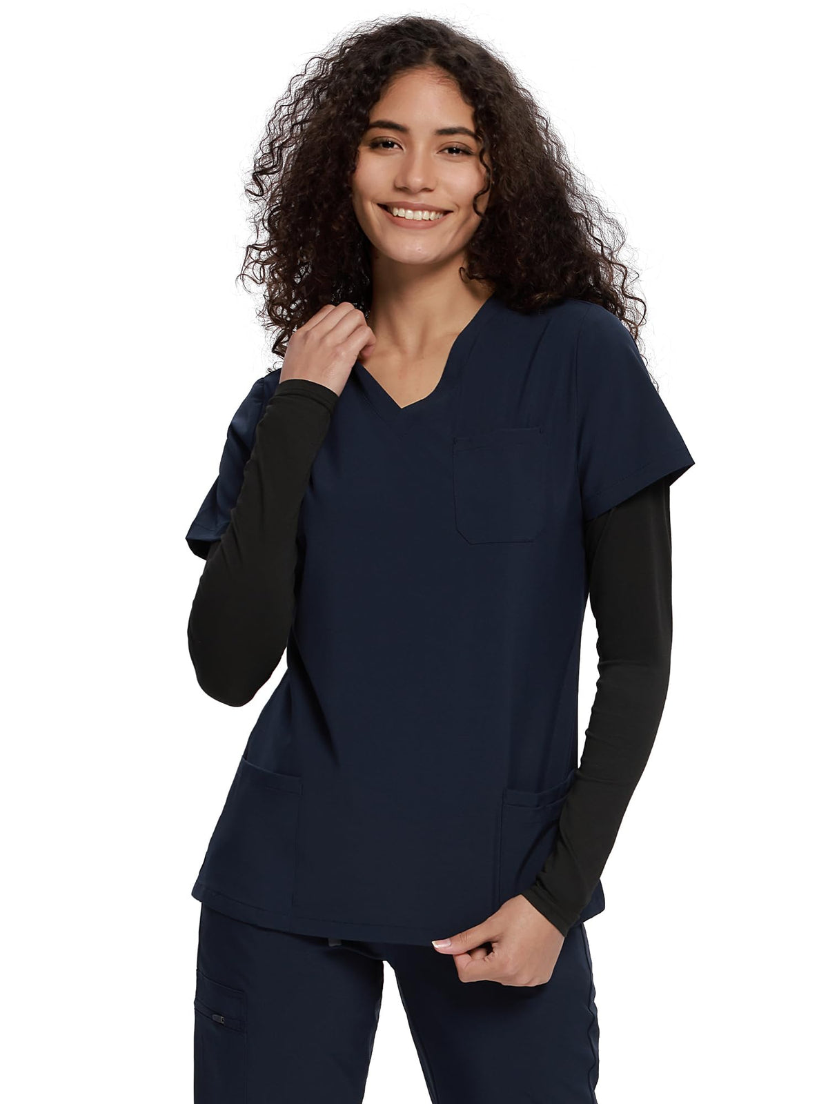 Mira Long Sleeve Crew Neck Underscrub 3-Pack — Black — 6