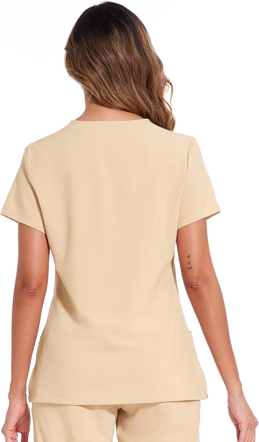 Luna V-Neck Scrub Top — Light Khaki — 3