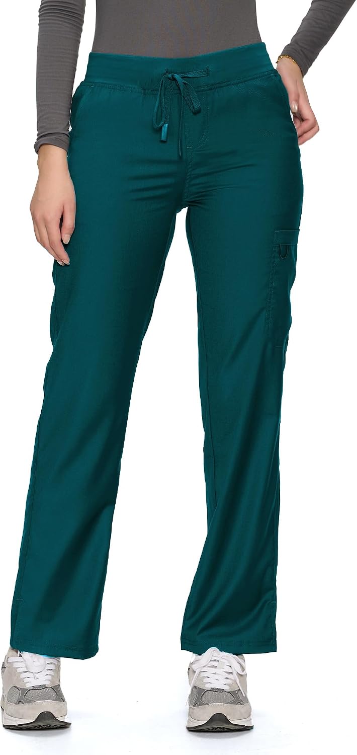 COZYFIT women's caribbean blue straight-leg cargo scrub pants - image 7