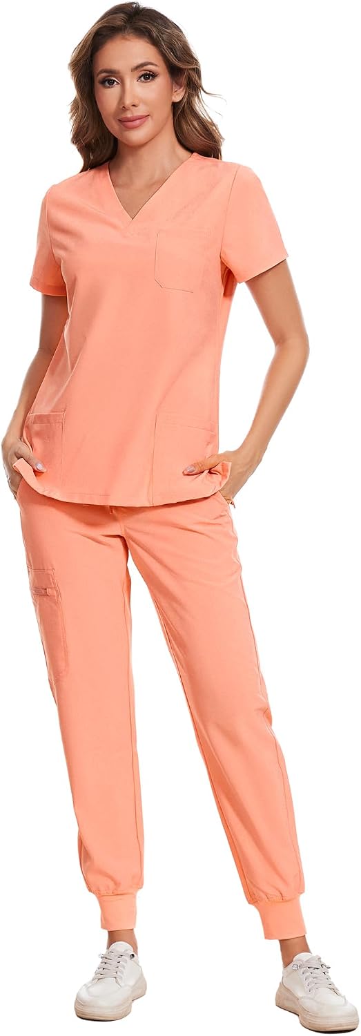 Luna Scrub Set — Coral Red — 1