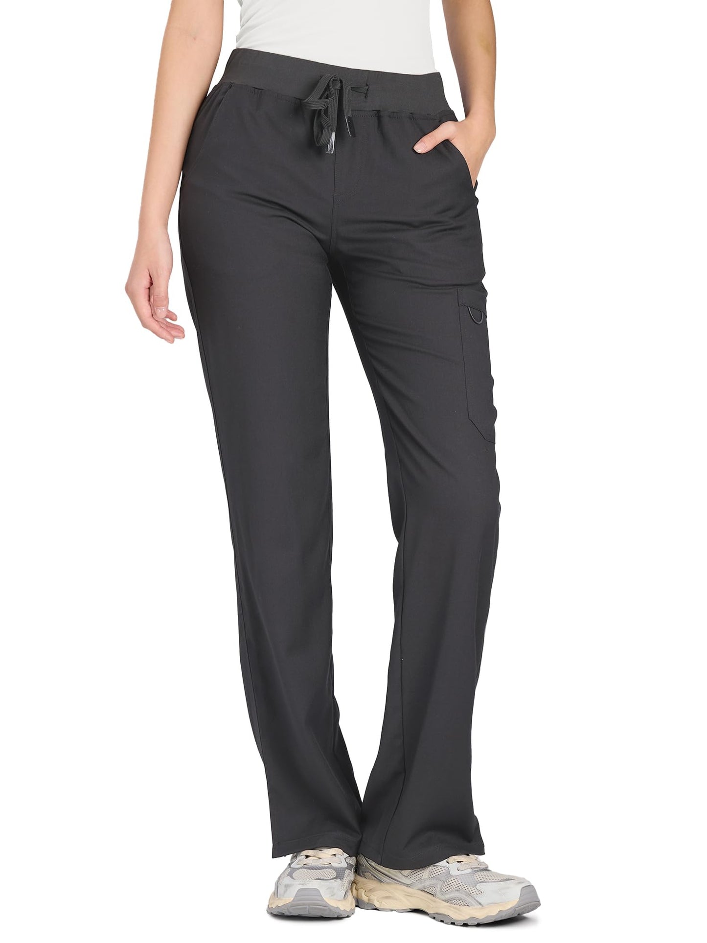 COZYFIT women's dark grey straight-leg cargo scrub pants