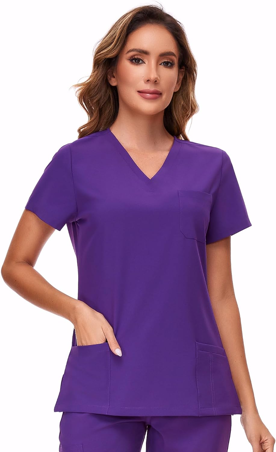Luna V-Neck Scrub Top — Purple — 2