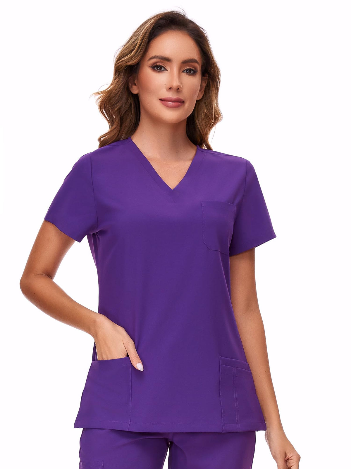 Luna V-Neck Scrub Top — Purple — 2
