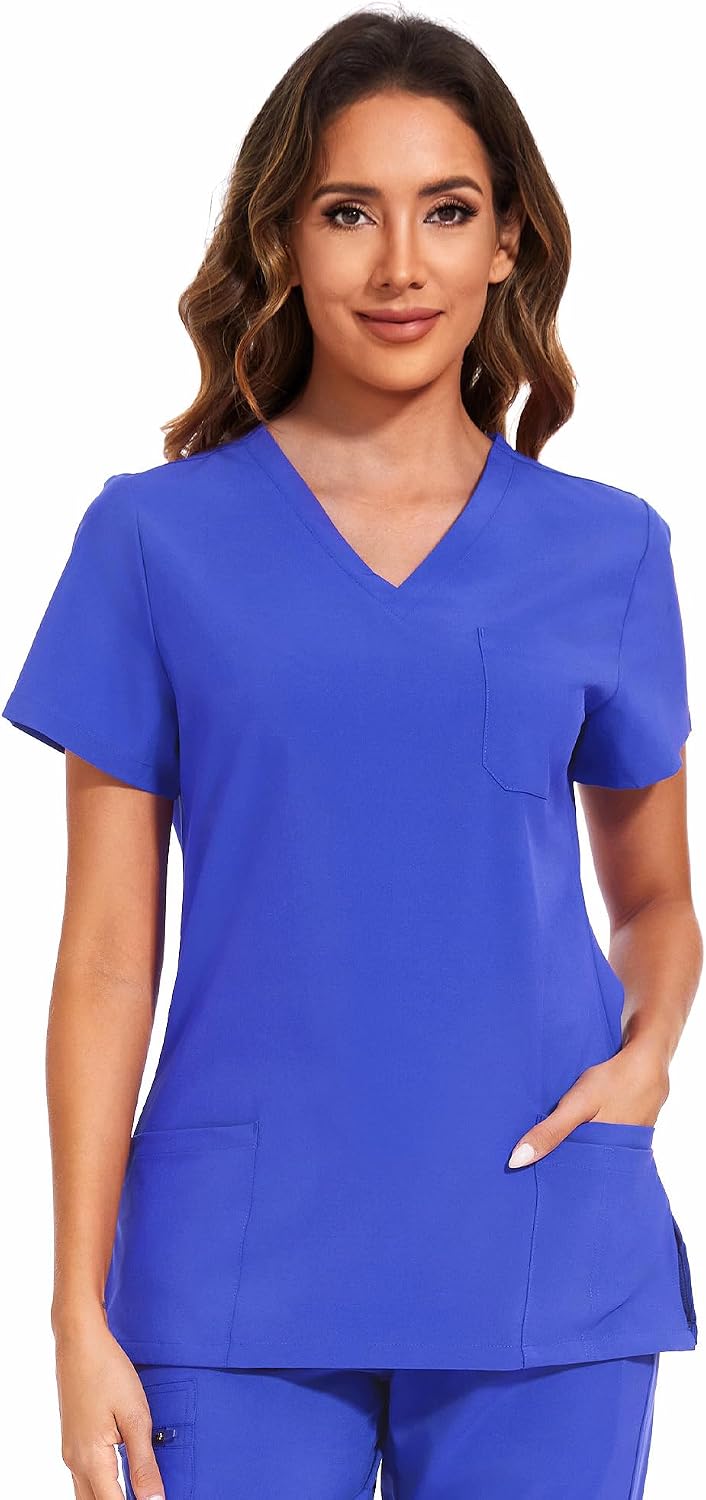 Luna V-Neck Scrub Top — Grape Purple — 2