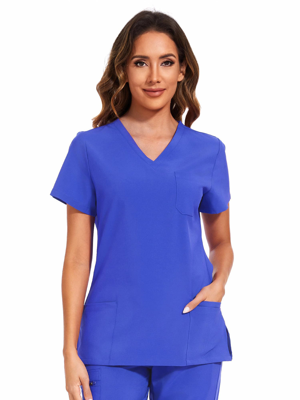 Luna V-Neck Scrub Top — Grape Purple — 2