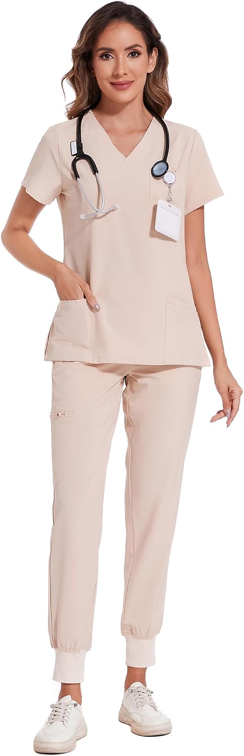 Luna Scrub Set — Light Khaki — 1
