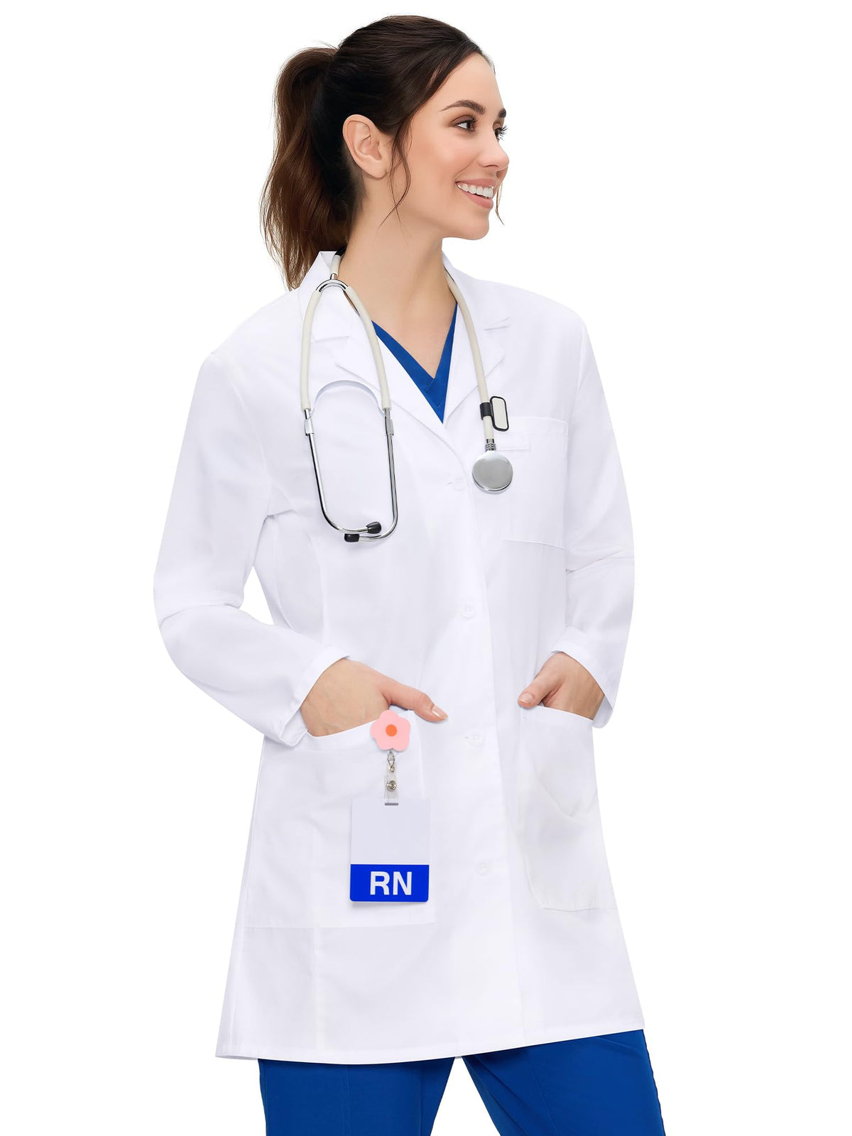 Bree Lab Coat, White, Front Styling