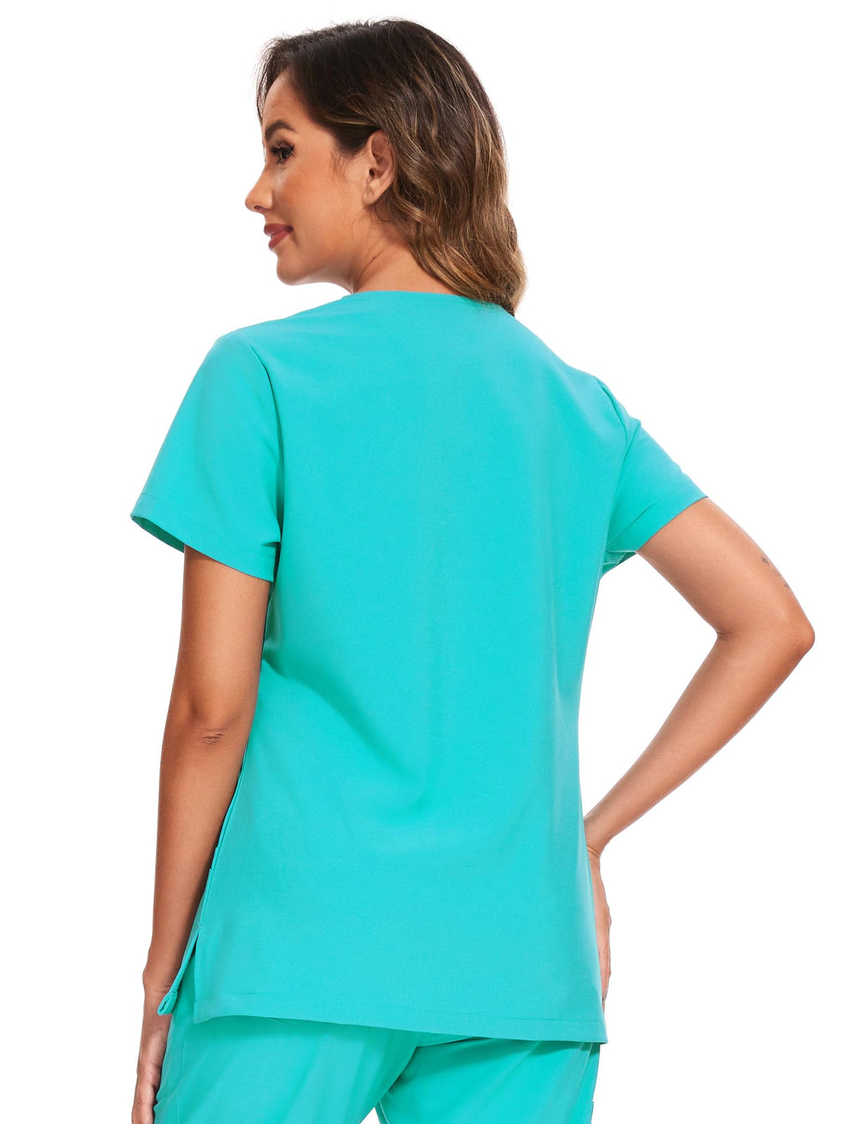 Luna V-Neck Scrub Top — Teal — 3