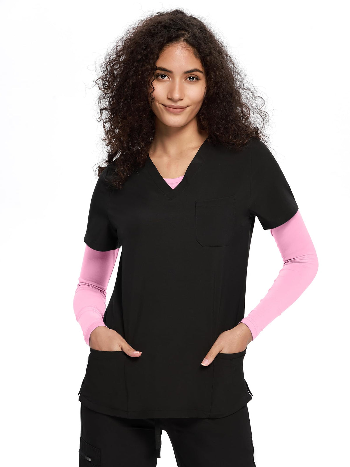 Mira Long Sleeve Crew Neck Underscrub 2-Pack — Pink/Pink — 5