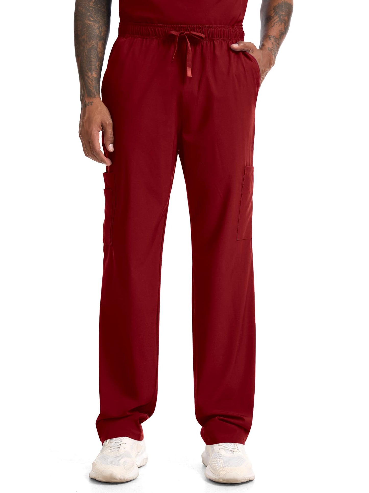 CST11P11 Men's Straight-Leg Scrub Pants — Burgundy — 6