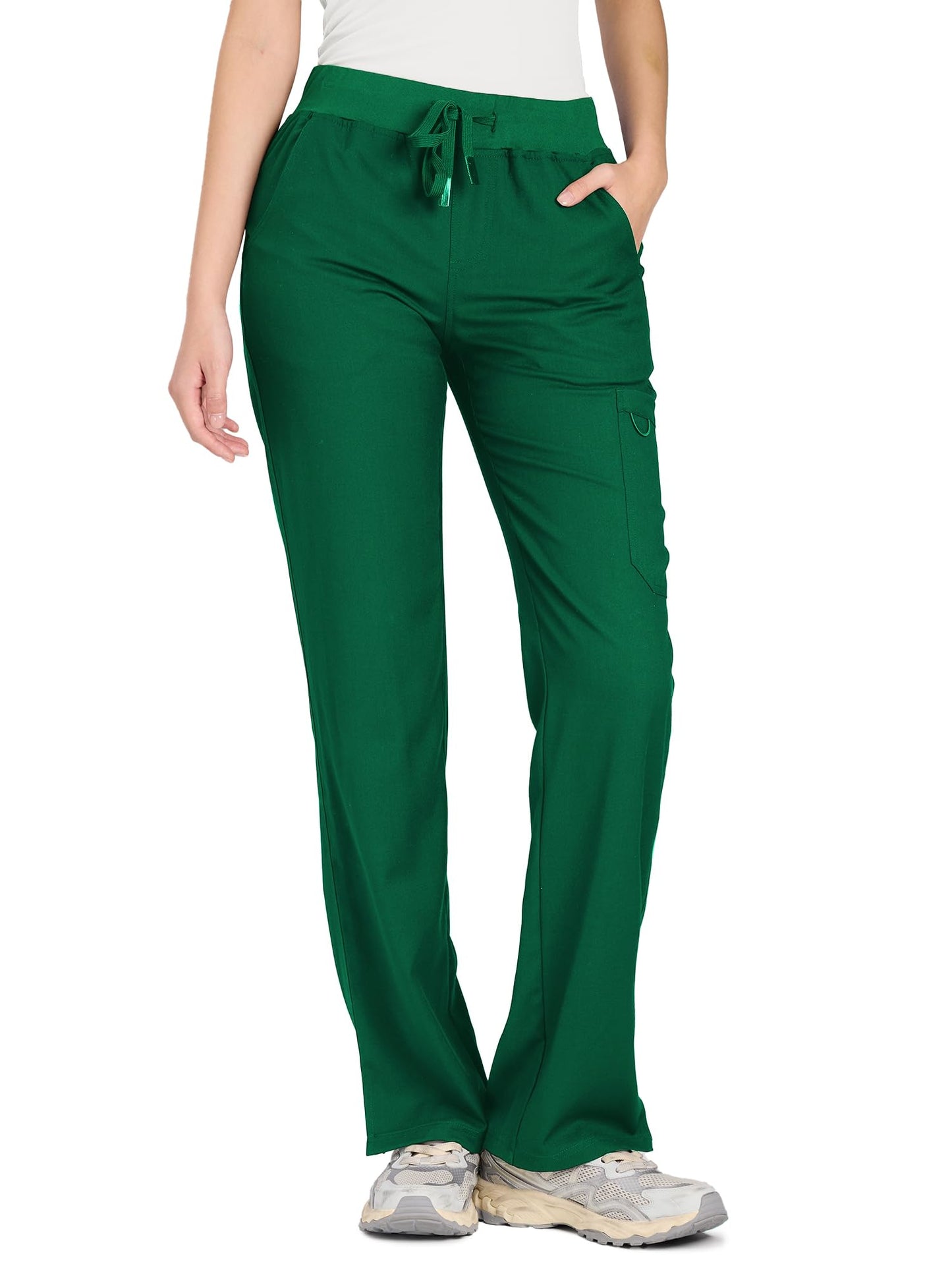 COZYFIT women's hunter green straight-leg cargo scrub pants