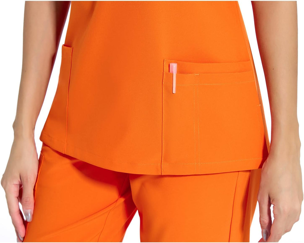 Luna V-Neck Scrub Top — Orange — 6