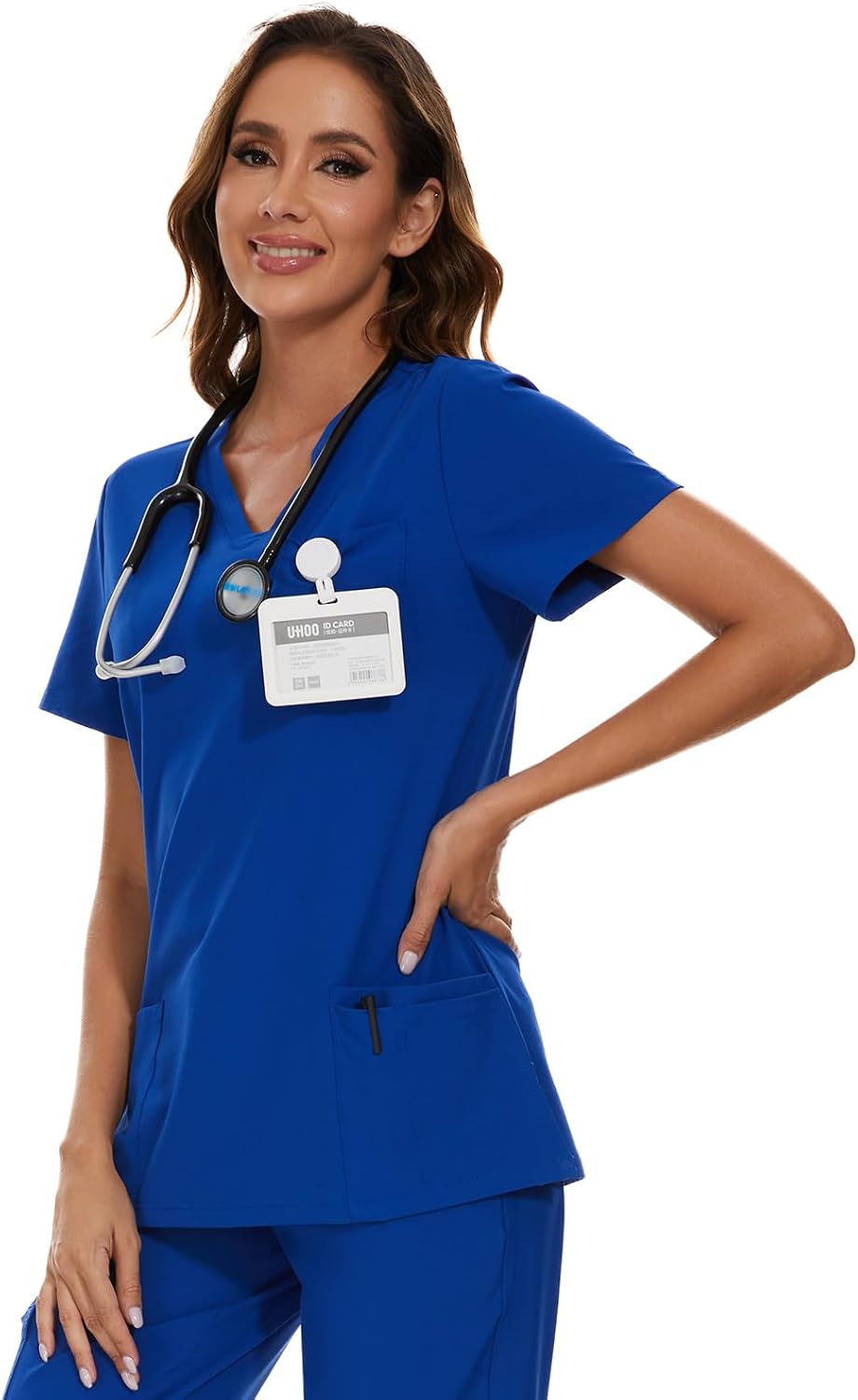Luna V-Neck Scrub Top — Royal Blue — 6