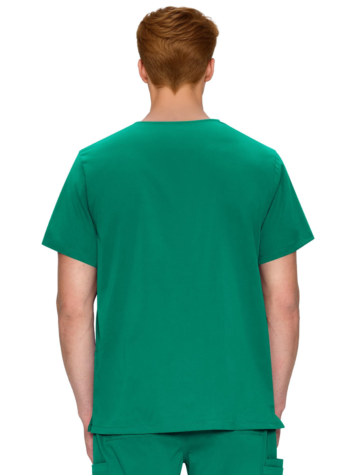 Orion V-Neck Scrub Top, Hunter Green, Back View