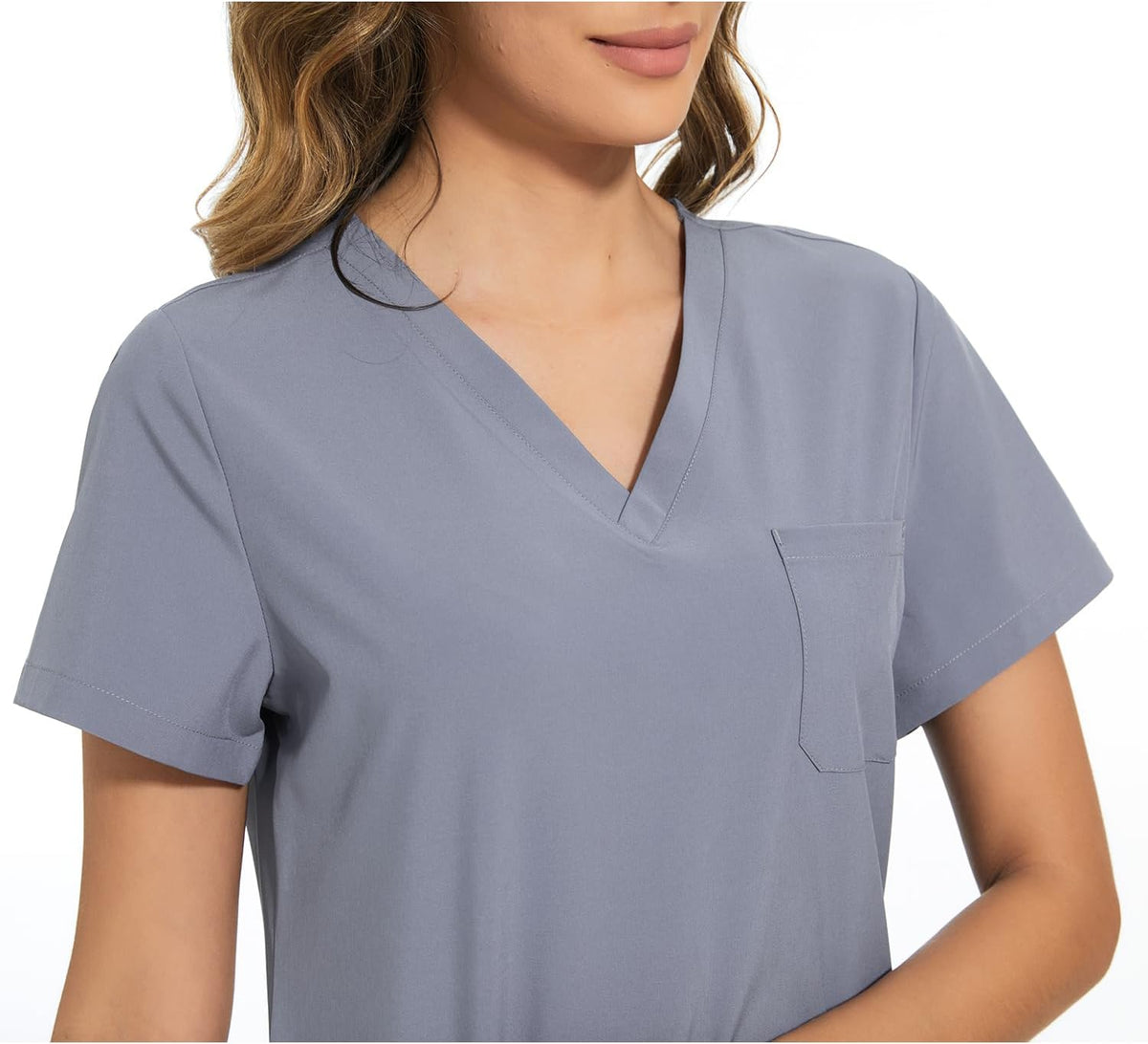 Luna V-Neck Scrub Top — Grey — 4