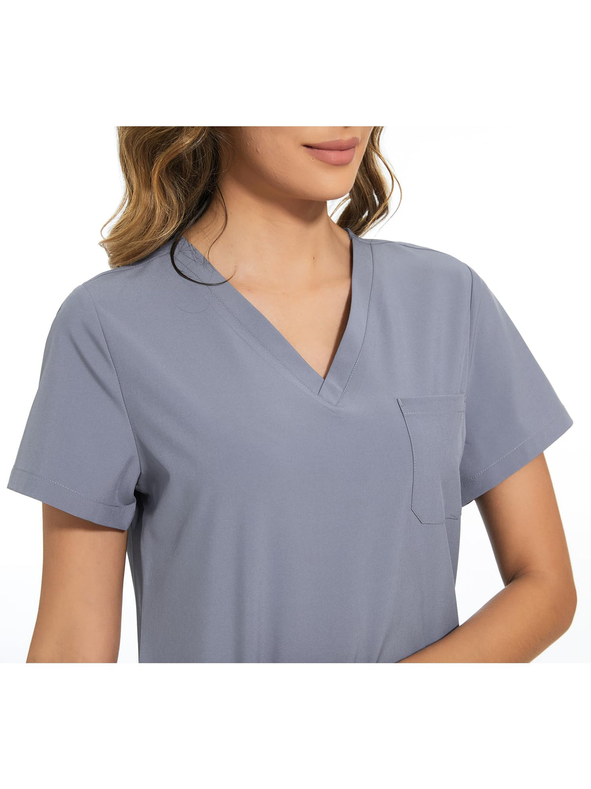 Luna V-Neck Scrub Top — Grey — 4