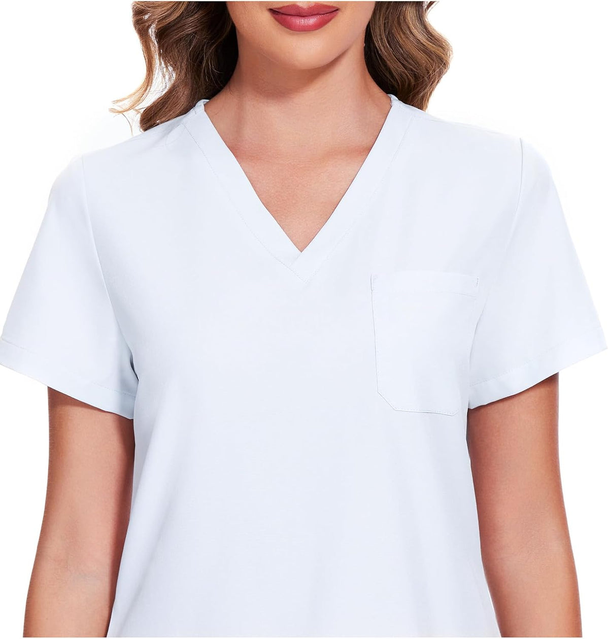 Luna V-Neck Scrub Top — Cloud White — 4