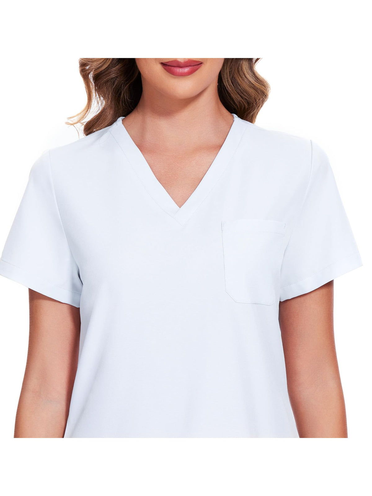 Luna V-Neck Scrub Top — Cloud White — 4