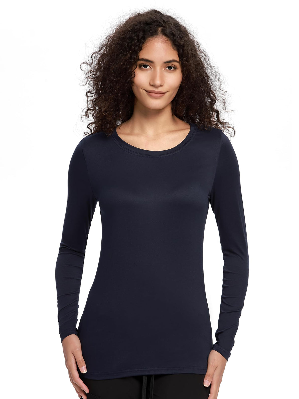 Mira Long Sleeve Crew Neck Underscrub 3-Pack — Navy Blue — 2
