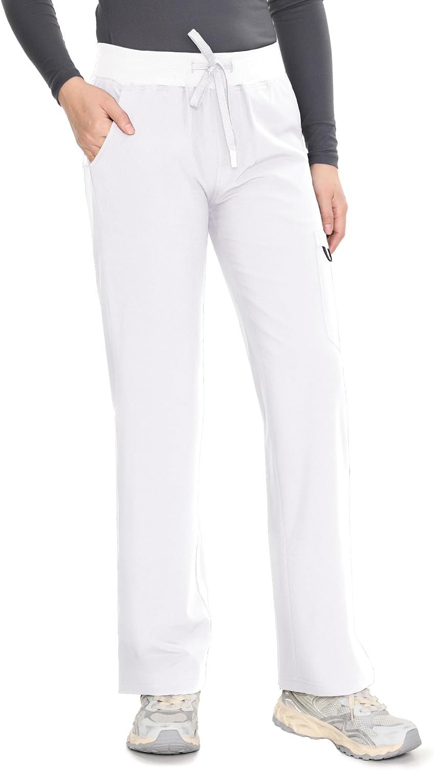COZYFIT women's white straight-leg cargo scrub pants - image 7