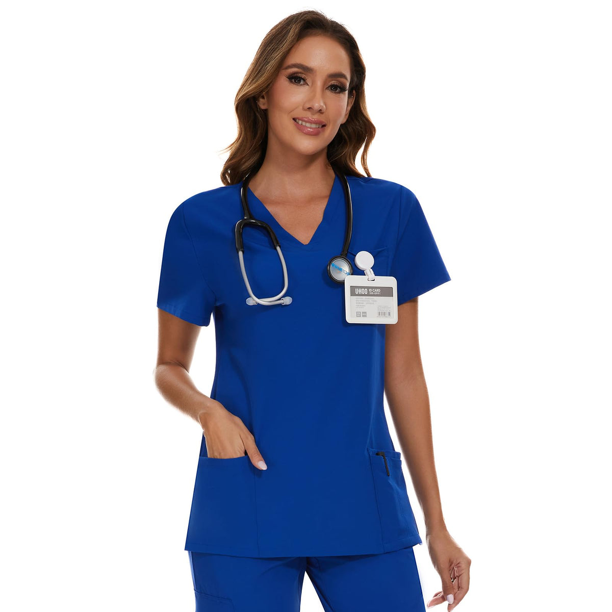 Luna V-Neck Scrub Top — Royal Blue — 1