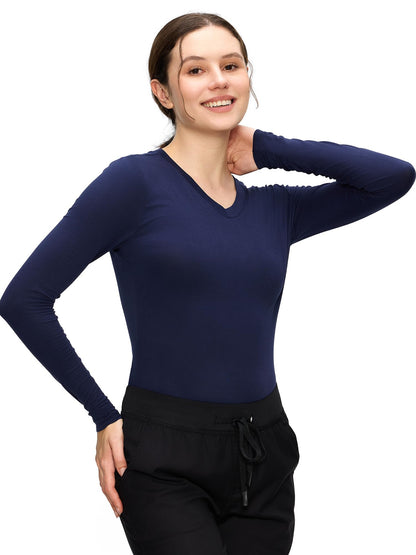 Mila 2-Pack Short Sleeve V-Neck Underscrub — Navy Blue/Navy Blue — 4