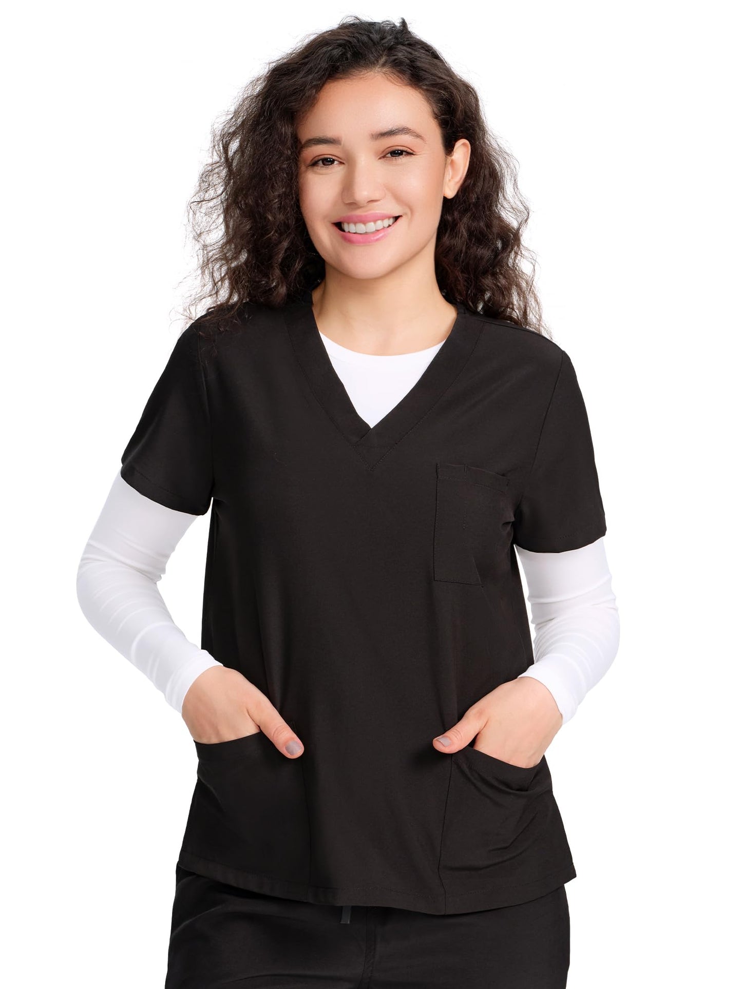 CSDD03 Women's 2-Pack Long-Sleeve Underscrub Top — White/White — 7