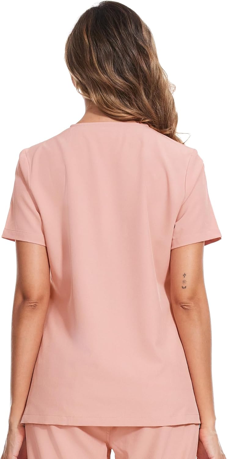 Luna V-Neck Scrub Top — Pink — 3