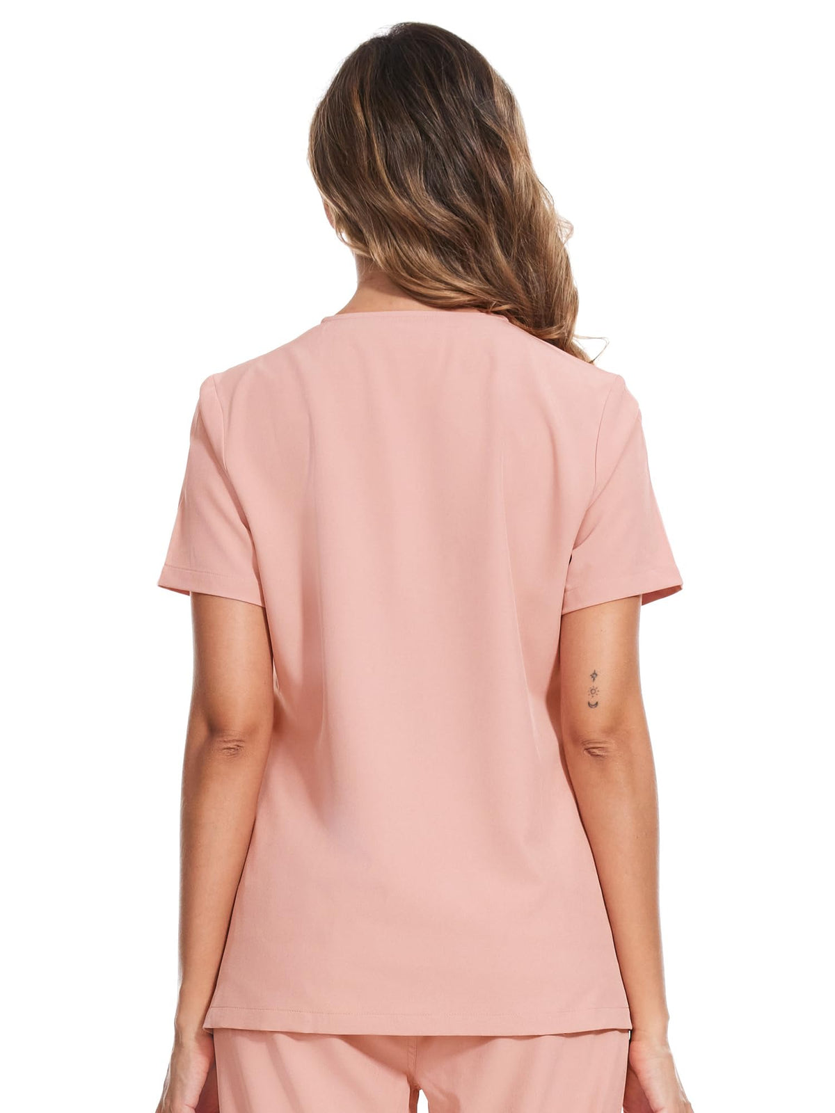 Luna V-Neck Scrub Top — Pink — 3