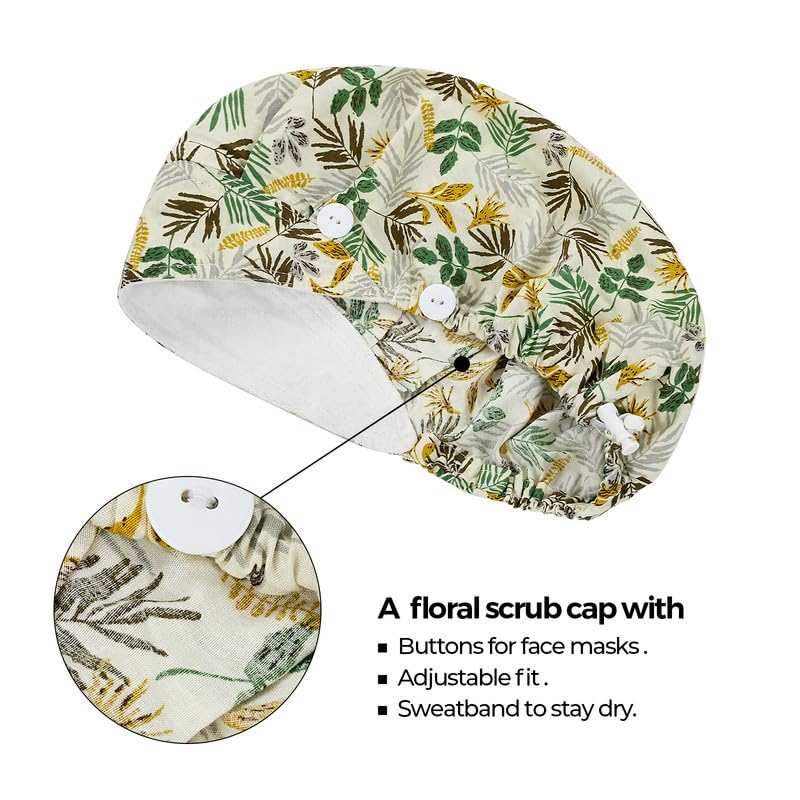 Adjustable Button Scrub Cap — B10- Safari Mist — Single Layer — 2