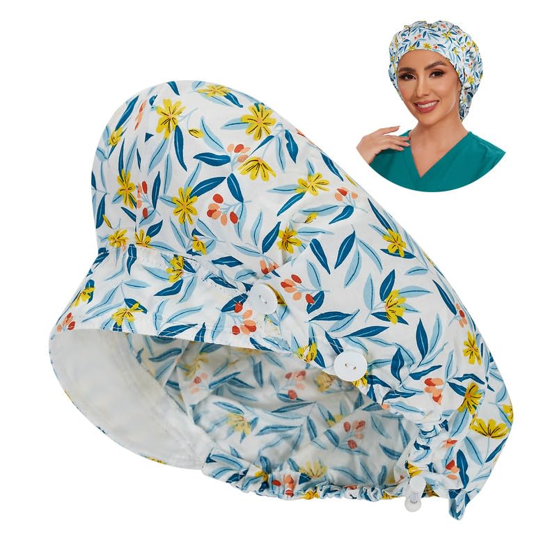 Adjustable Button Scrub Cap — B07-Summer Breeze — Single Layer — 1