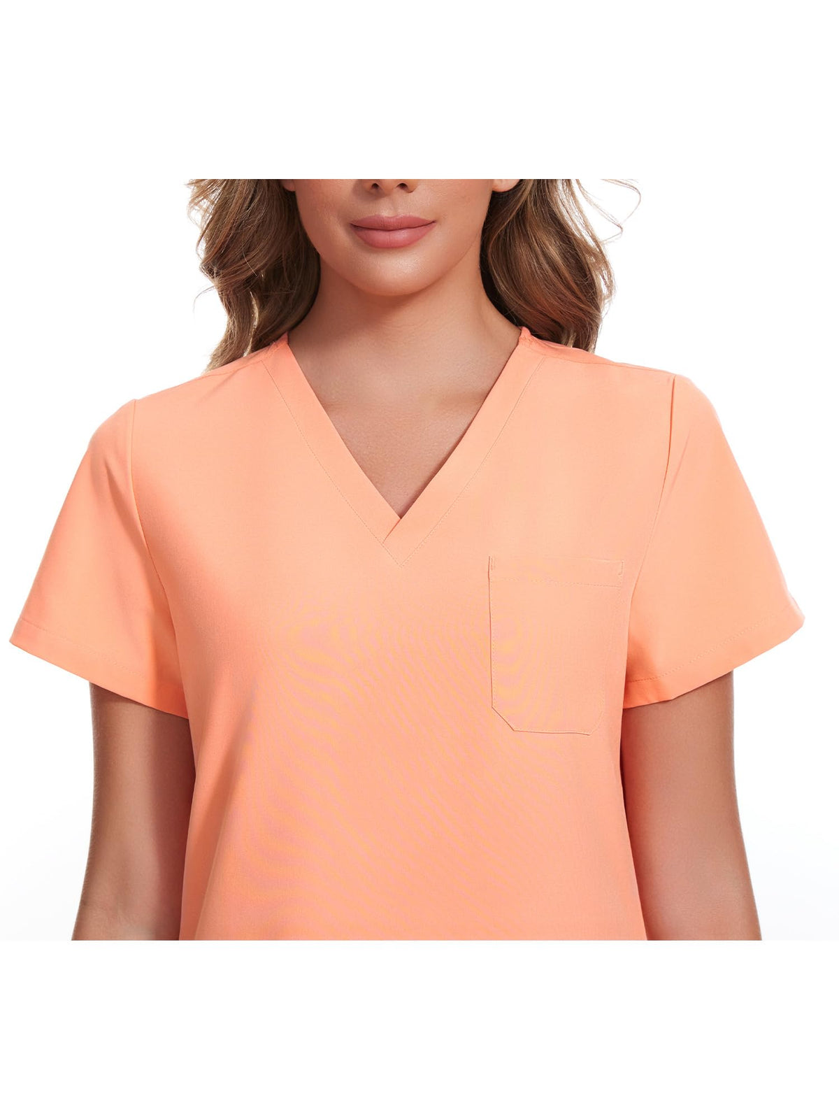 Luna V-Neck Scrub Top — Coral Red — 4