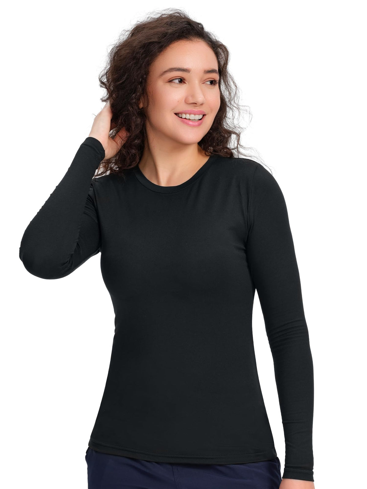 CSDD03 Women's 2-Pack Long-Sleeve Underscrub Top — Black/Black — 7