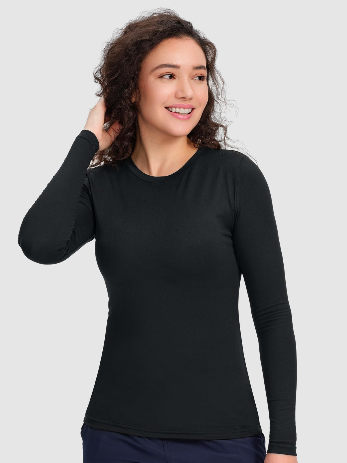 CSDD03 Women's 2-Pack Long-Sleeve Underscrub Top — Black/Black — 4