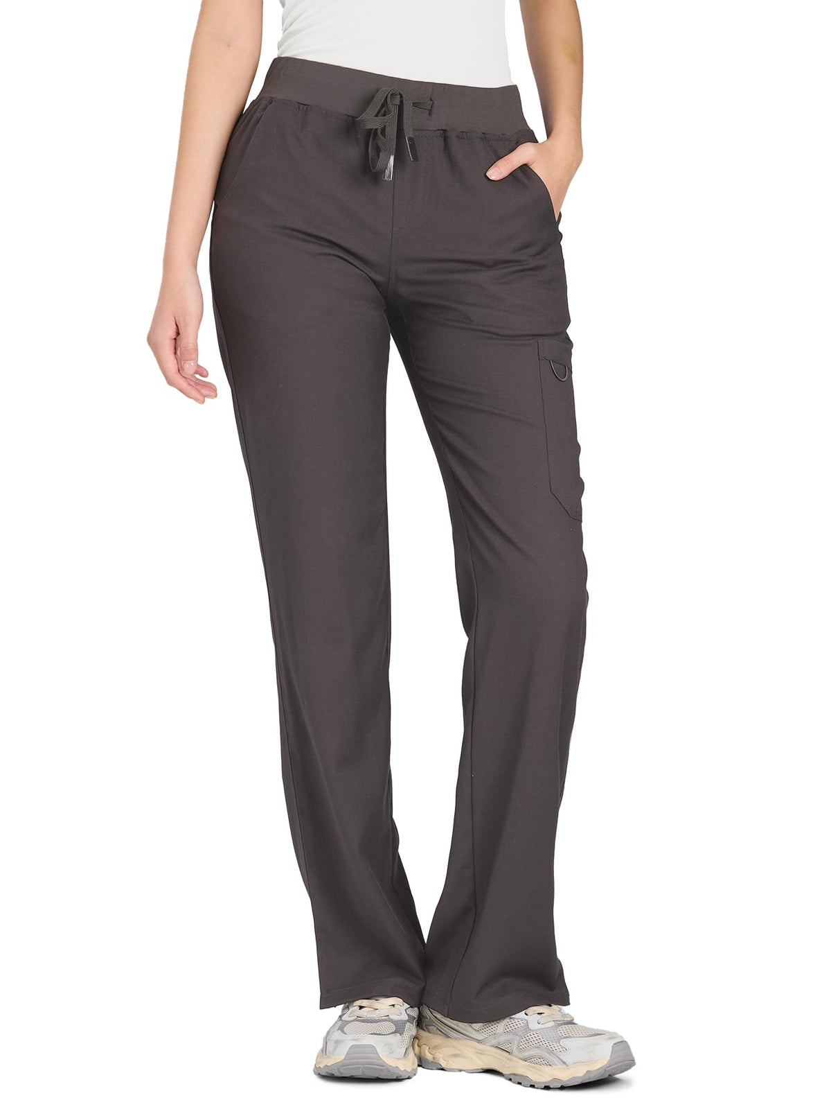 COZYFIT women's rock grey straight-leg cargo scrub pants