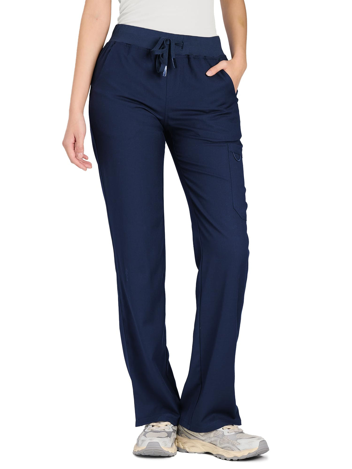 COZYFIT women's navy blue straight-leg cargo scrub pants